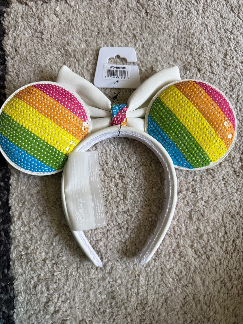 Disney Minnie Mouse Loungefly Rainbow Sequin Minnie Ears Headband